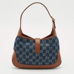 Gucci Blue/Brown GG Denim and Leather Jackie 1961 Shoulder Bag