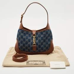 Gucci Blue/Brown GG Denim and Leather Jackie 1961 Shoulder Bag