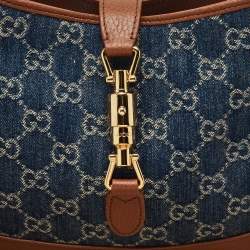 Gucci Blue/Brown GG Denim and Leather Jackie 1961 Shoulder Bag