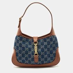 Gucci Blue/Brown GG Denim and Leather Jackie 1961 Shoulder Bag