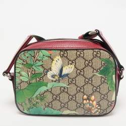 Gucci Red/Beige GG Supreme Canvas and Leather Tian Camera Crossbody Bag