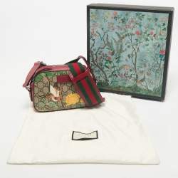 Gucci Red/Beige GG Supreme Canvas and Leather Tian Camera Crossbody Bag