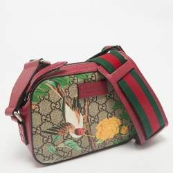 Gucci Red/Beige GG Supreme Canvas and Leather Tian Camera Crossbody Bag