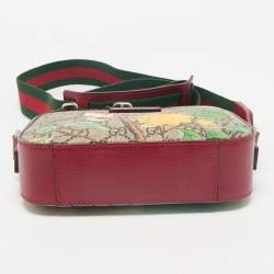 Gucci Red/Beige GG Supreme Canvas and Leather Tian Camera Crossbody Bag