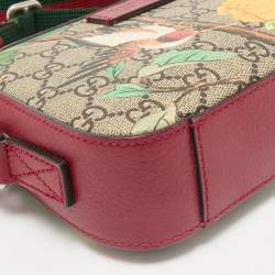 Gucci Red/Beige GG Supreme Canvas and Leather Tian Camera Crossbody Bag