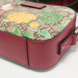 Gucci Red/Beige GG Supreme Canvas and Leather Tian Camera Crossbody Bag