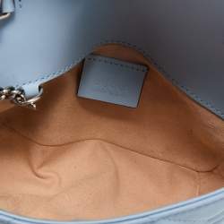 Pre Owned Gucci Light Blue Matelassé Leather Super Mini GG Marmont Shoulder Bag