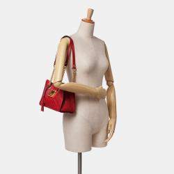 Gucci Red Small Guccissima Padlock Tote