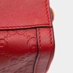 Gucci Red Small Guccissima Padlock Tote