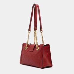 Gucci Red Small Guccissima Padlock Tote
