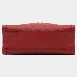 Gucci Red Small Guccissima Padlock Tote