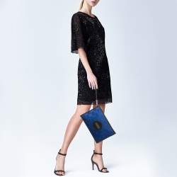 Gucci Blue/Black GG Nylon and Leather Off The Grid Clutch