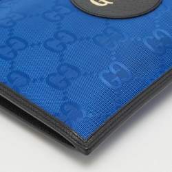 Gucci Blue/Black GG Nylon and Leather Off The Grid Clutch