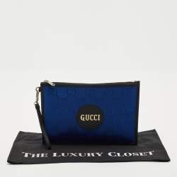 Gucci Blue/Black GG Nylon and Leather Off The Grid Clutch