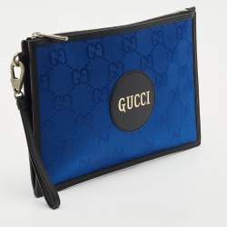 Gucci Blue/Black GG Nylon and Leather Off The Grid Clutch