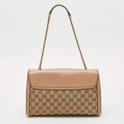 Gucci Beige GG Canvas and Leather Medium Emily Chain Shoulder Bag