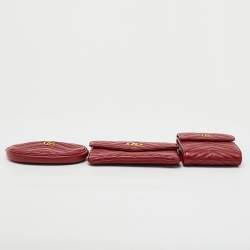 Gucci Red Matelasse Leather GG Marmont 2.0 Multi Belt Bag