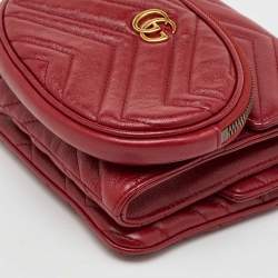Gucci Red Matelasse Leather GG Marmont 2.0 Multi Belt Bag