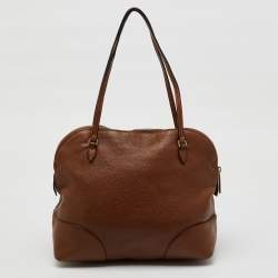 Gucci Brown Leather Bree Zip Dome Satchel