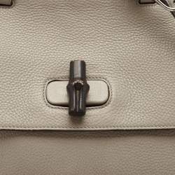 Gucci Grey Leather Large Bamboo Daily Top Handle Bag