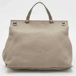 Gucci Grey Leather Large Bamboo Daily Top Handle Bag