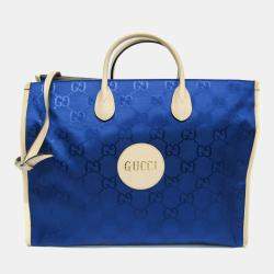 Gucci Blue Off-White Off The Grid GG Nylon Canvas Leather Shoulder Bag