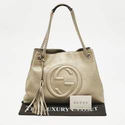 مملوكة مسبقًا حقيبة كتف غوتشي سلسلة جلد ذهب شاحب متوسطة