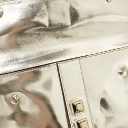Gucci Gold Patent Leather Studded Wristlet Zip Clutch