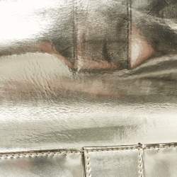 Gucci Gold Patent Leather Studded Wristlet Zip Clutch