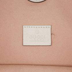 Gucci White Large Web Leather Rajah Tote