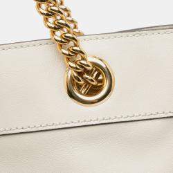 Gucci White Large Web Leather Rajah Tote