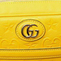 Gucci Yellow Leather GG Star Embossed Crossbody