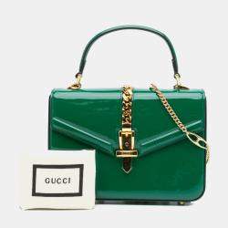 Gucci Green Patent Sylvie 1969 Satchel