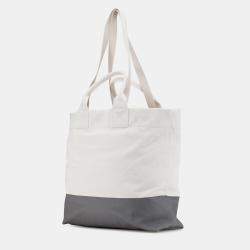 Gucci Grey/White Canvas Embossed Logo Tote