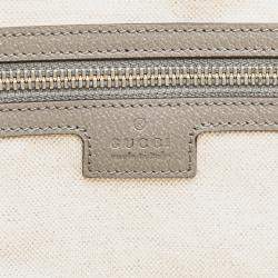 Gucci Grey/White Canvas Embossed Logo Tote