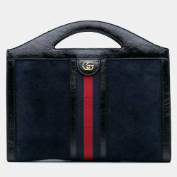 Gucci Navy Blue Suede Ophidia Satchel