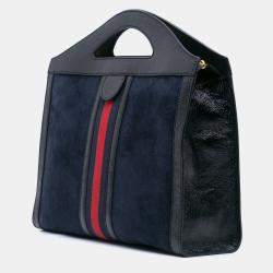 Gucci Navy Blue Suede Ophidia Satchel