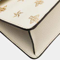 Gucci White Mini Calfskin Bee Star Sylvie Satchel
