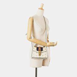 Gucci White Mini Calfskin Bee Star Sylvie Satchel