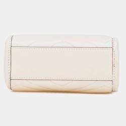 Gucci White Mini GG Marmont Matelasse Leather Satchel