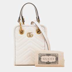 Gucci White Mini GG Marmont Matelasse Leather Satchel