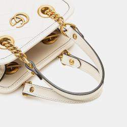 Gucci White Mini GG Marmont Matelasse Leather Satchel