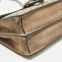 Gucci Beige GG Supreme Canvas and Suede Medium Dionysus Shoulder Bag