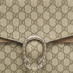 Gucci Beige GG Supreme Canvas and Suede Medium Dionysus Shoulder Bag