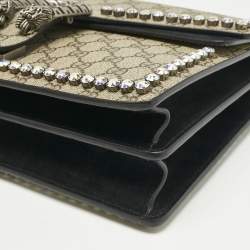 Gucci Black/Beige GG Supreme Canvas and Suede Medium Dionysus Shoulder Bag