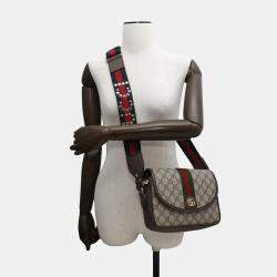 Gucci Beige Gg Supreme Canvas Leather Small Ophidia Shoulder Bag 