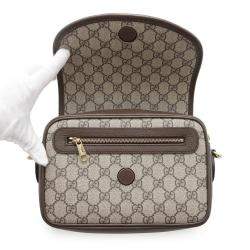 Gucci Beige Gg Supreme Canvas Leather Small Ophidia Shoulder Bag 
