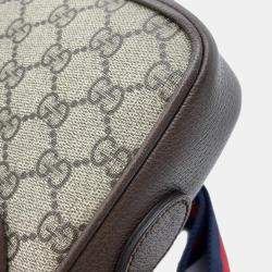 Gucci Beige Gg Supreme Canvas Leather Small Ophidia Shoulder Bag 