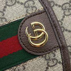 Gucci Beige Gg Supreme Canvas Leather Small Ophidia Shoulder Bag 