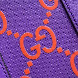 Gucci Purple/Orange Leather GG Embossed Handbag 